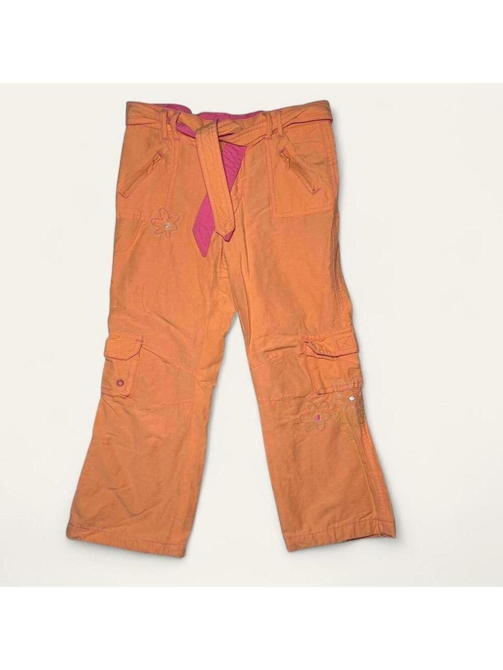 Orange And Pink Y2K Children’s Cargo Pants Size 4 2000s